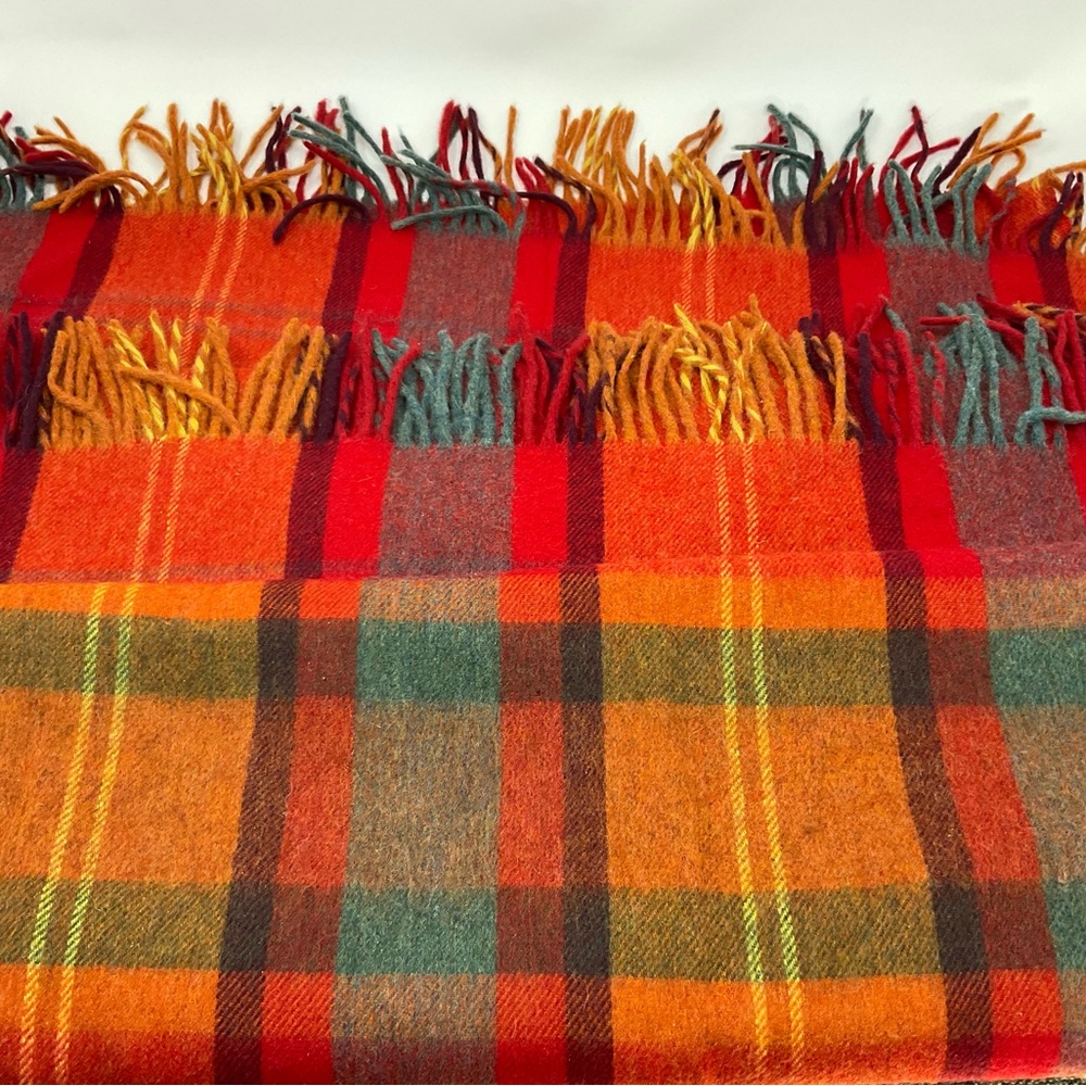 Crate& Barrel Large Plaid Wool Throw